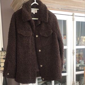 Per Una Dark Brown Faux Shearling Coat, S